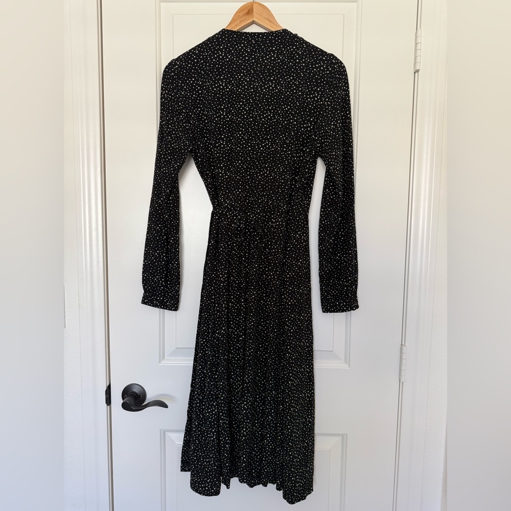 Ines de la Fressange x Uniqlo LS Black Star Polka Dot Wrap Dress Small Celestial - Picture 4 of 7